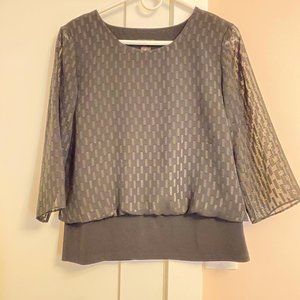 Ann Taylor Crew Neck 3/4 Sleeve Blouse Black Size M Petite